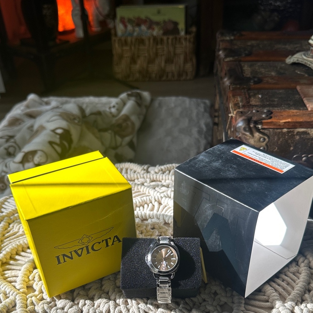 Invicta Silver Watch with Dark Dial